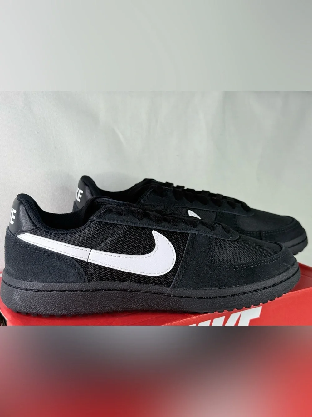 Nike Field General GS Black Suede and Mesh Sneakers with White Swoosh